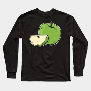 Green Apple hand drawn fruits summer Long Sleeve T-Shirt